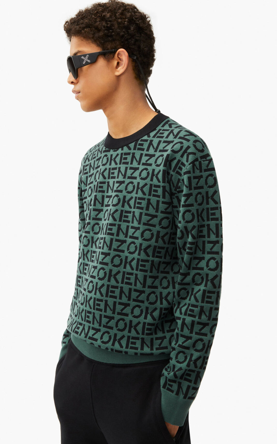 Kenzo Sport monogram セーター メンズ 暗緑 - SRPUFX016